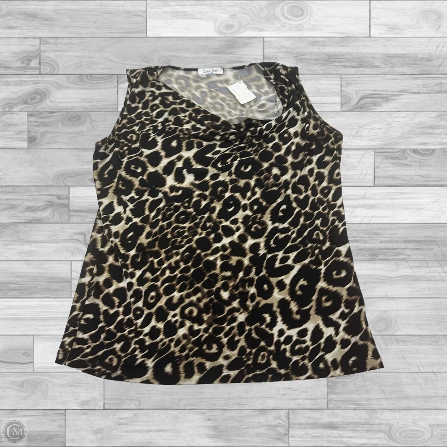 Top Sleeveless By Calvin Klein In Animal Print, Size: L