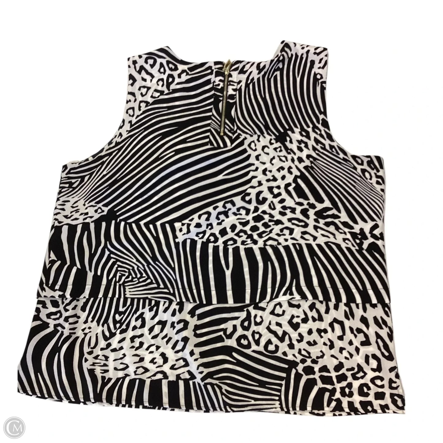 Top Sleeveless By Chicos In Black & White, Size: Xl