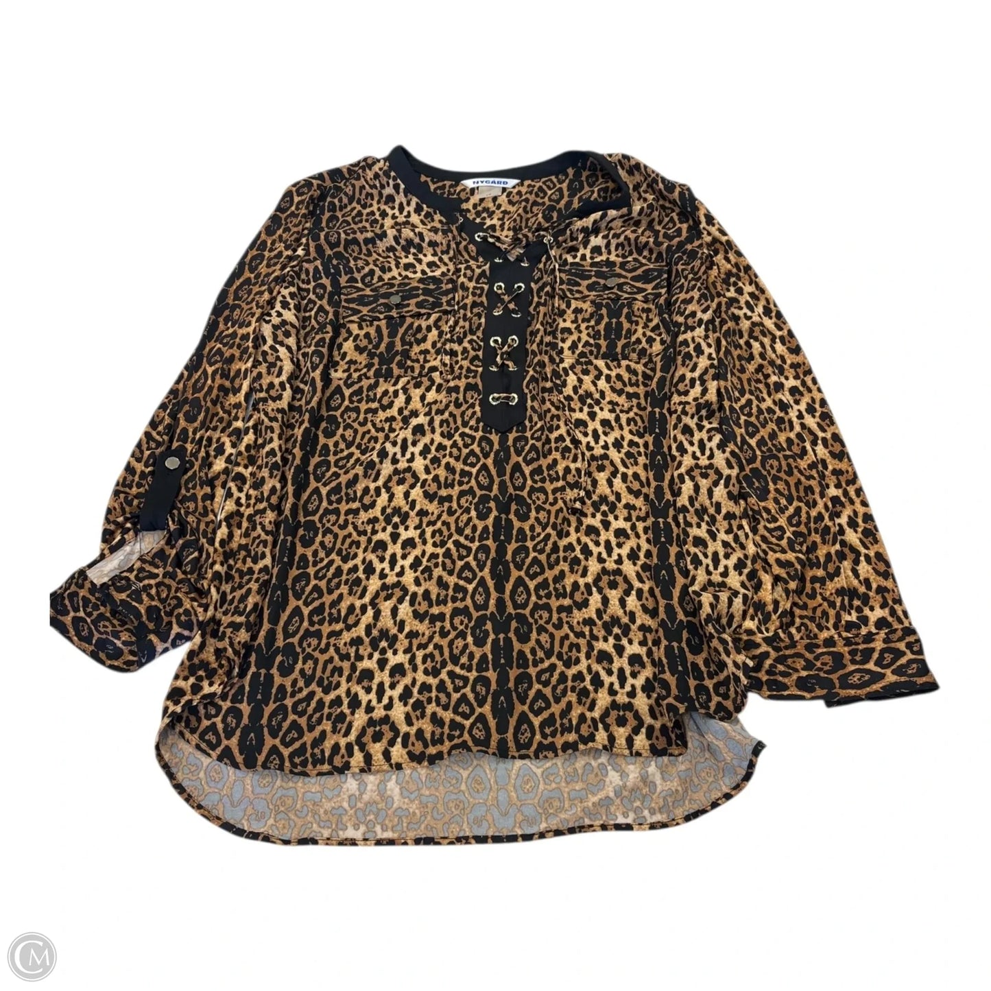 Top Long Sleeve By Nygard Peter In Animal Print, Size: 1x