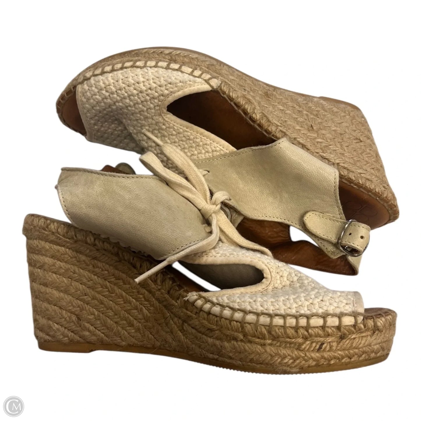 Shoes Heels Wedge By Clothes Mentor In Cream, Size: 7.5