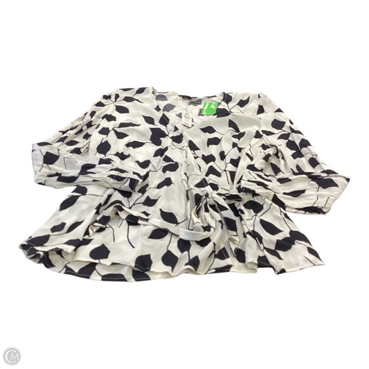 Top Long Sleeve By Talbots In Black & White, Size: Xlp