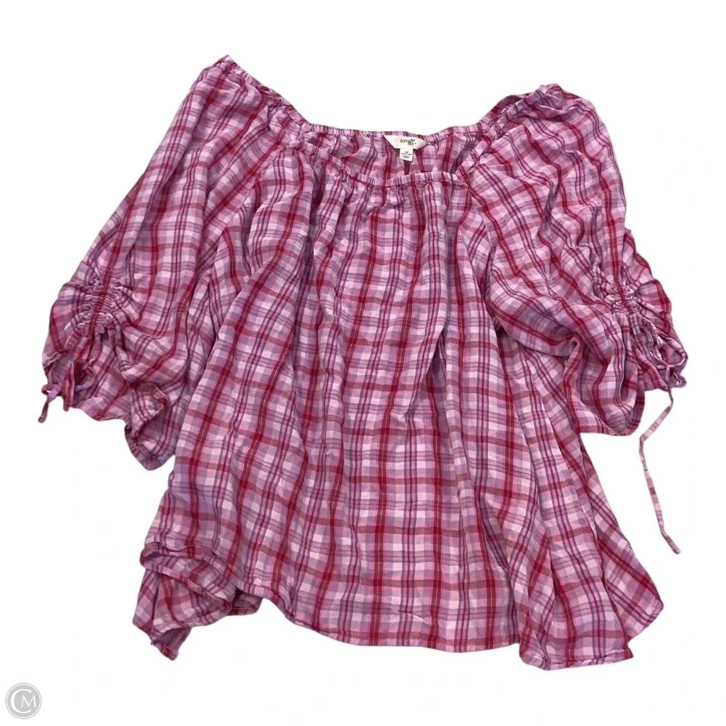 Top Short Sleeve By Terra & Sky In Plaid Pattern, Size: 2x