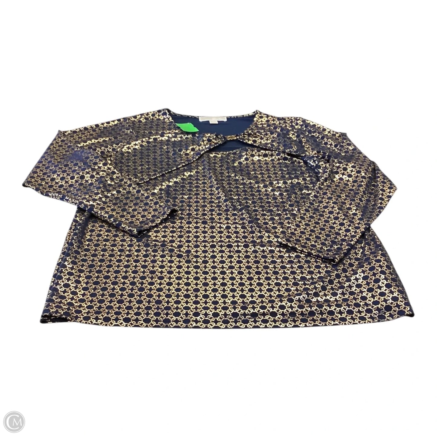 Top Long Sleeve By Michael By Michael Kors In Blue & Gold, Size: 1x