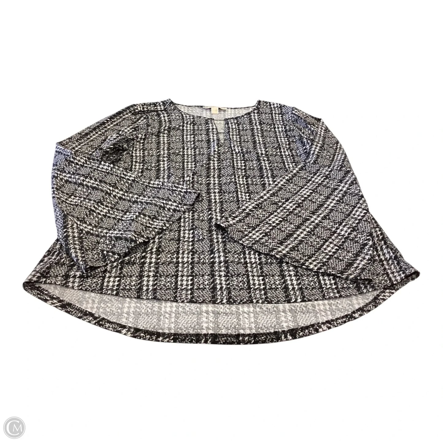 Top Long Sleeve By Michael By Michael Kors In Black & Grey, Size: Xl