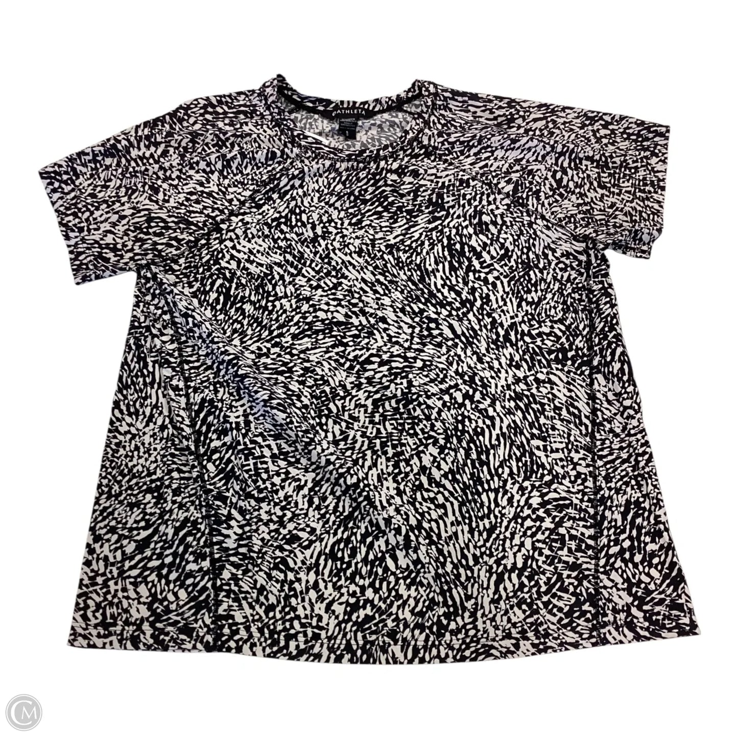 Athletic Top Short Sleeve By Athleta In Black & White, Size: S