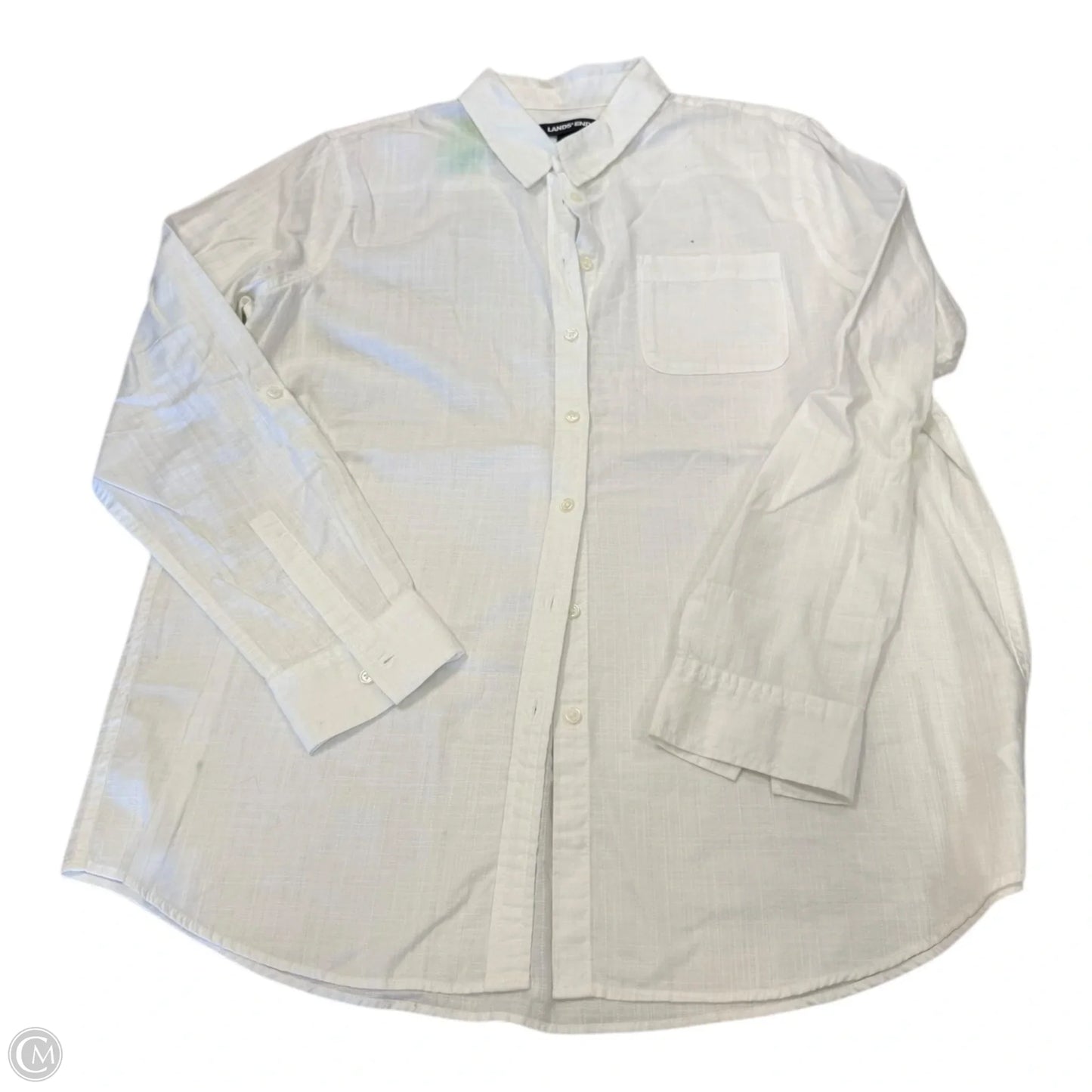 Top Long Sleeve By Lands End In White, Size: L