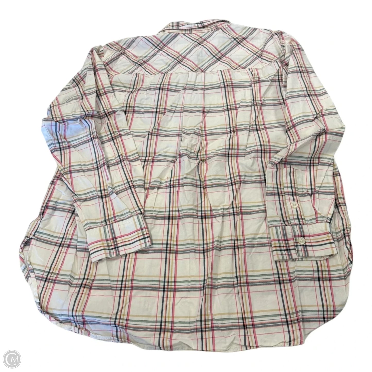 Top Long Sleeve By Loft In Plaid Pattern, Size: L