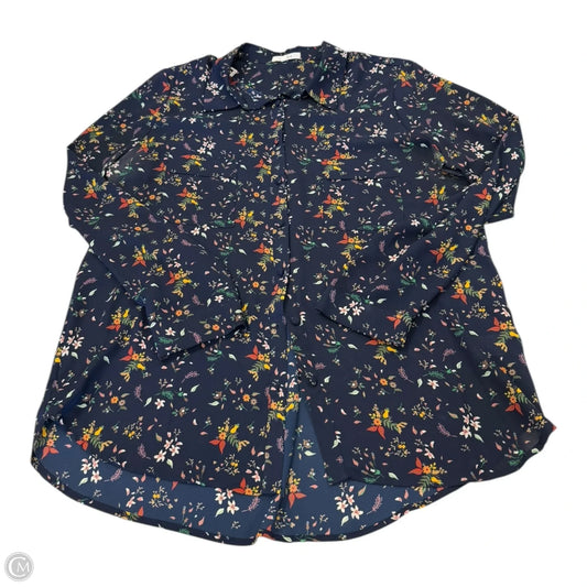 Top Long Sleeve By Pleione In Floral Print, Size: L