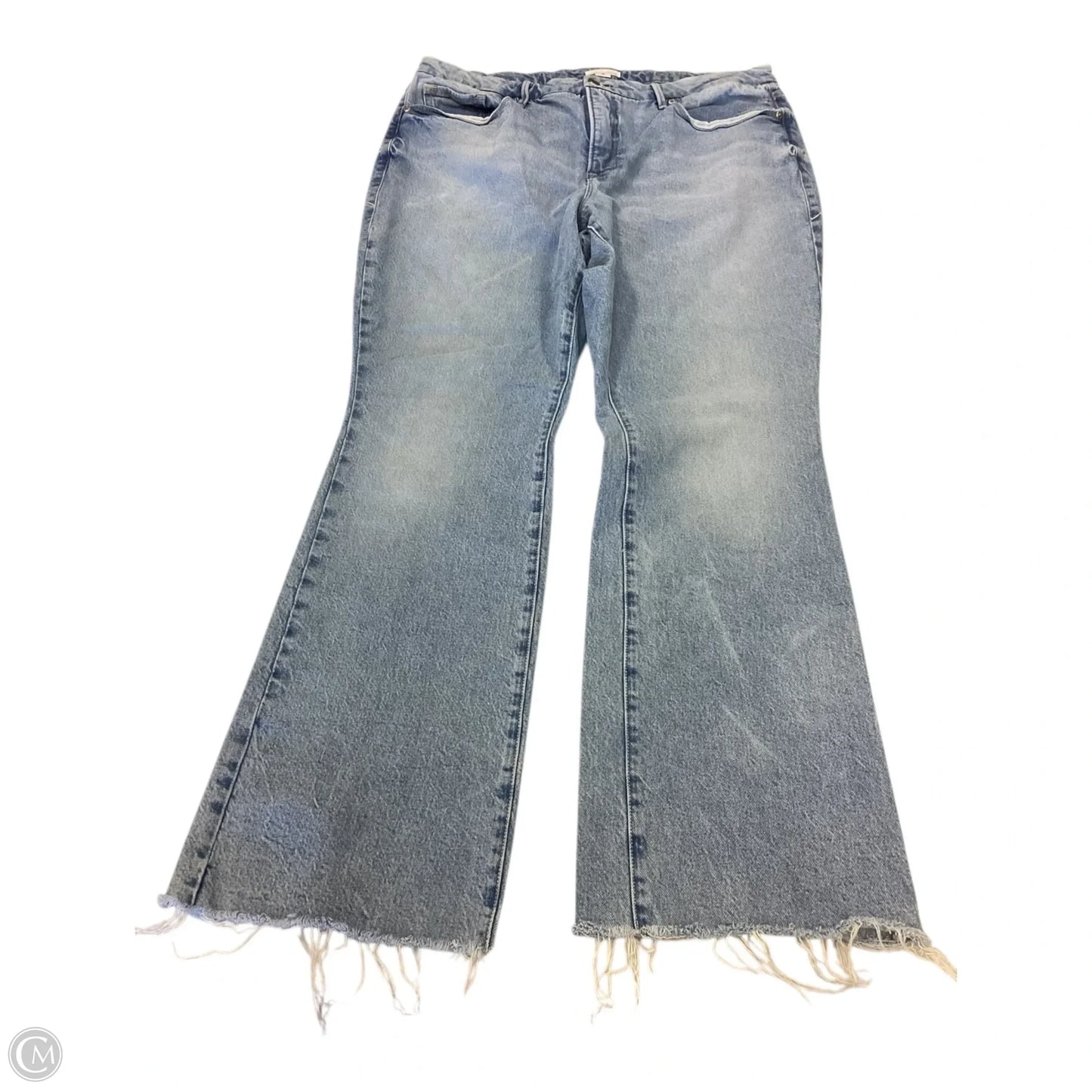 Jeans Flared By Good American In Blue Denim, Size: 16