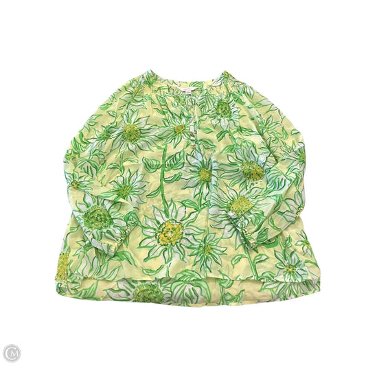 Top Long Sleeve Designer By Lilly Pulitzer In Green & White, Size: Xxl