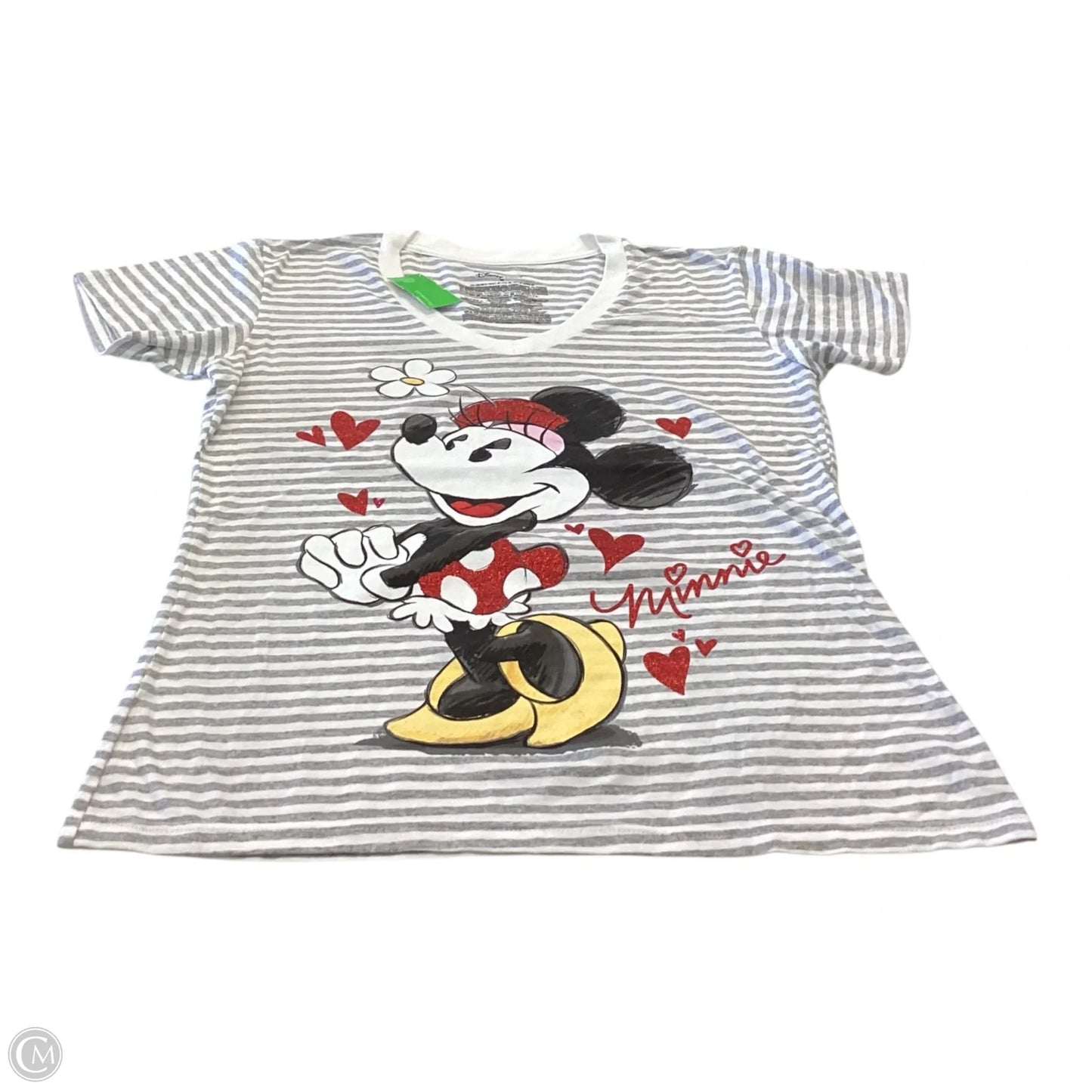 Top Short Sleeve Basic By Disney In Striped Pattern, Size: M