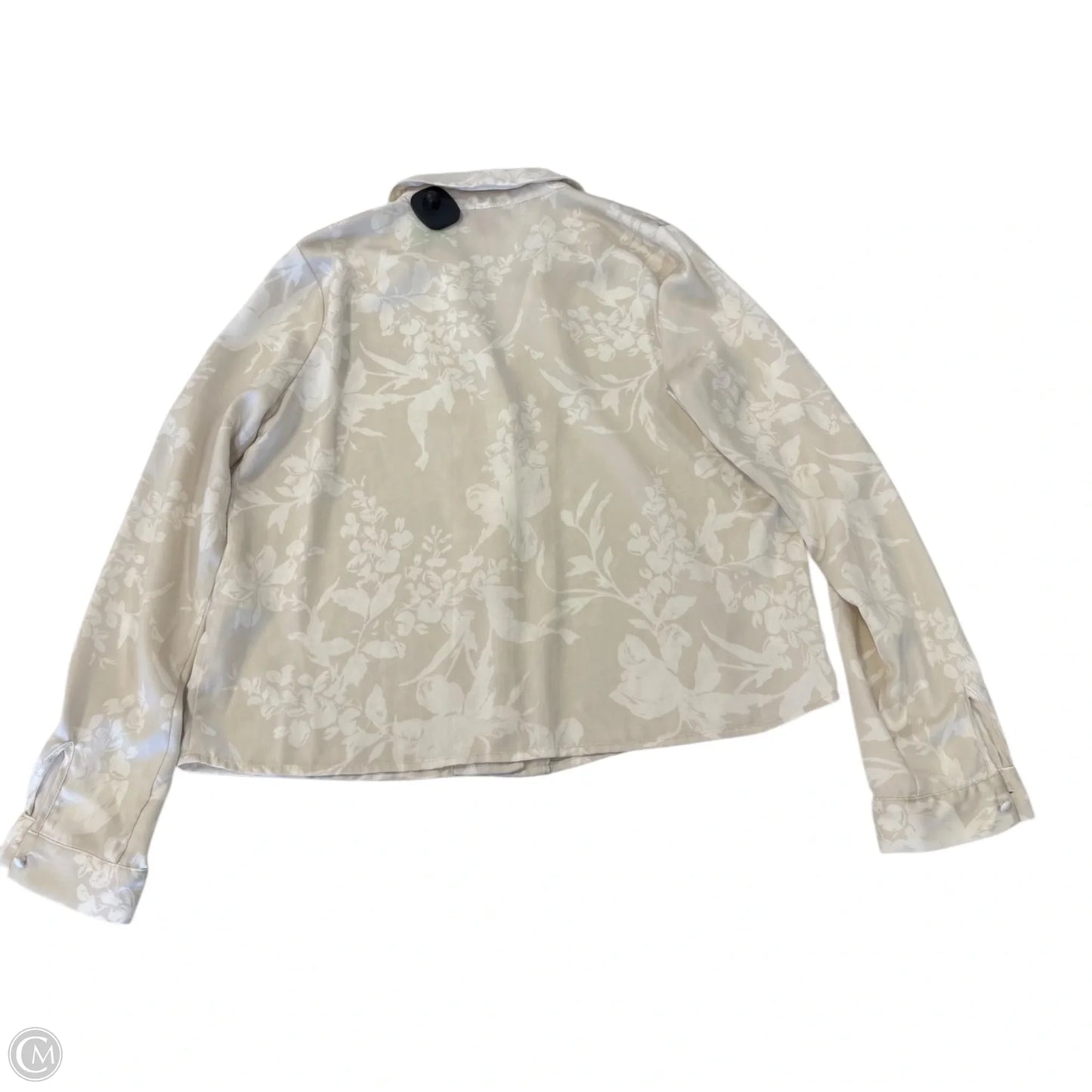 Top Long Sleeve By Vince Camuto In Tan & White, Size: S