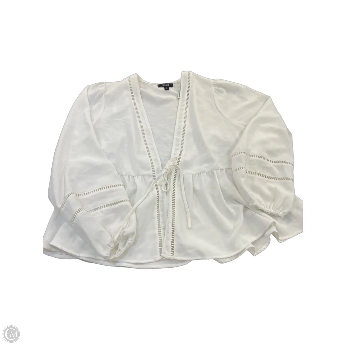 Blouse Long Sleeve By Torrid In White, Size: L