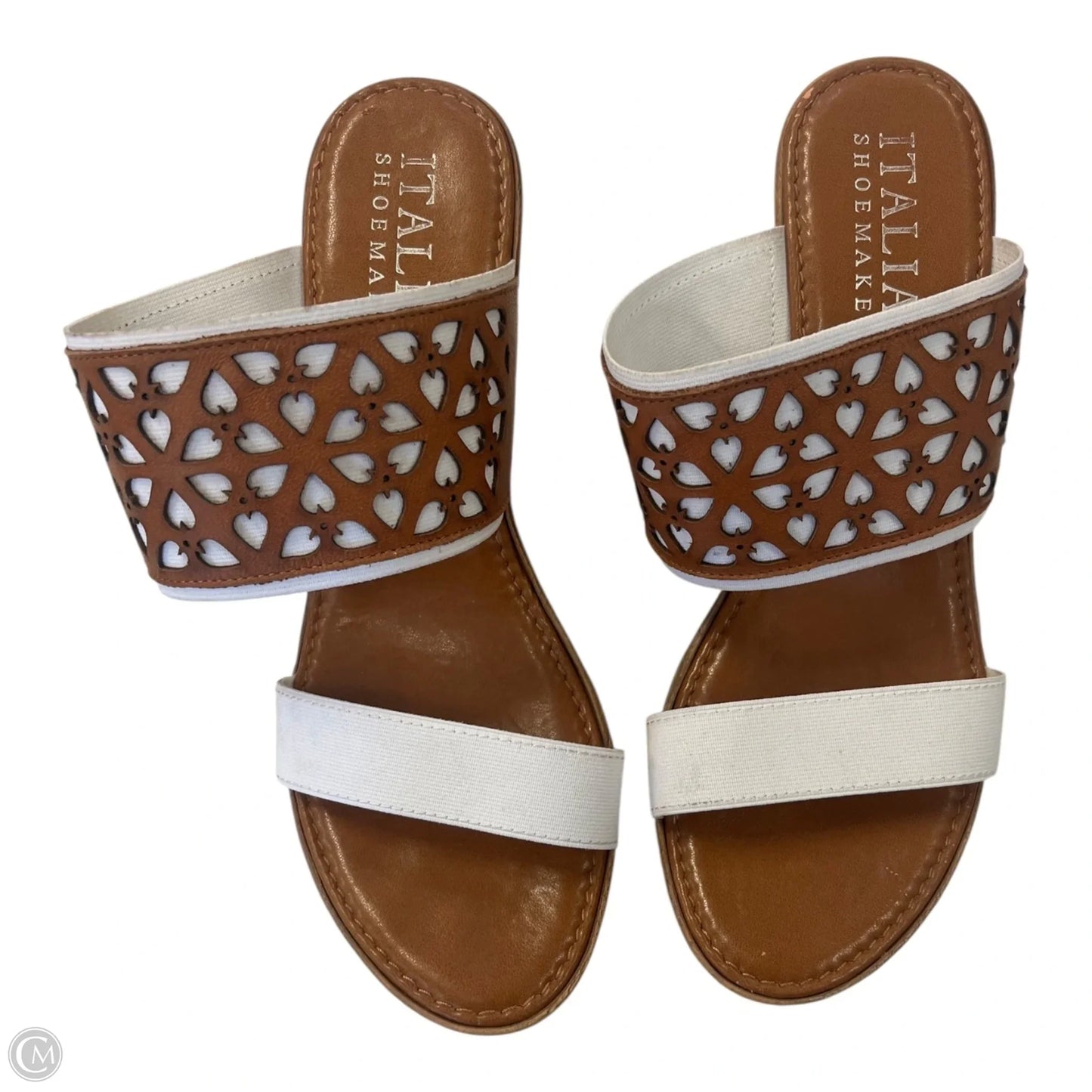Sandals Heels Wedge By Italian Shoemakers In Brown, Size: 8
