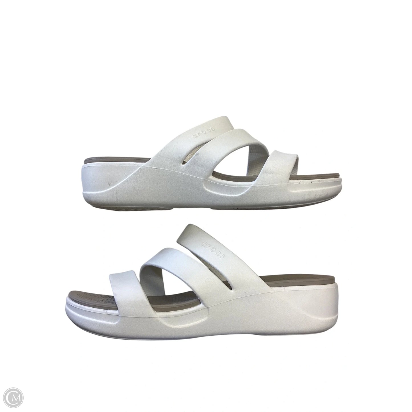Sandals Heels Platform By Crocs In White, Size: 10