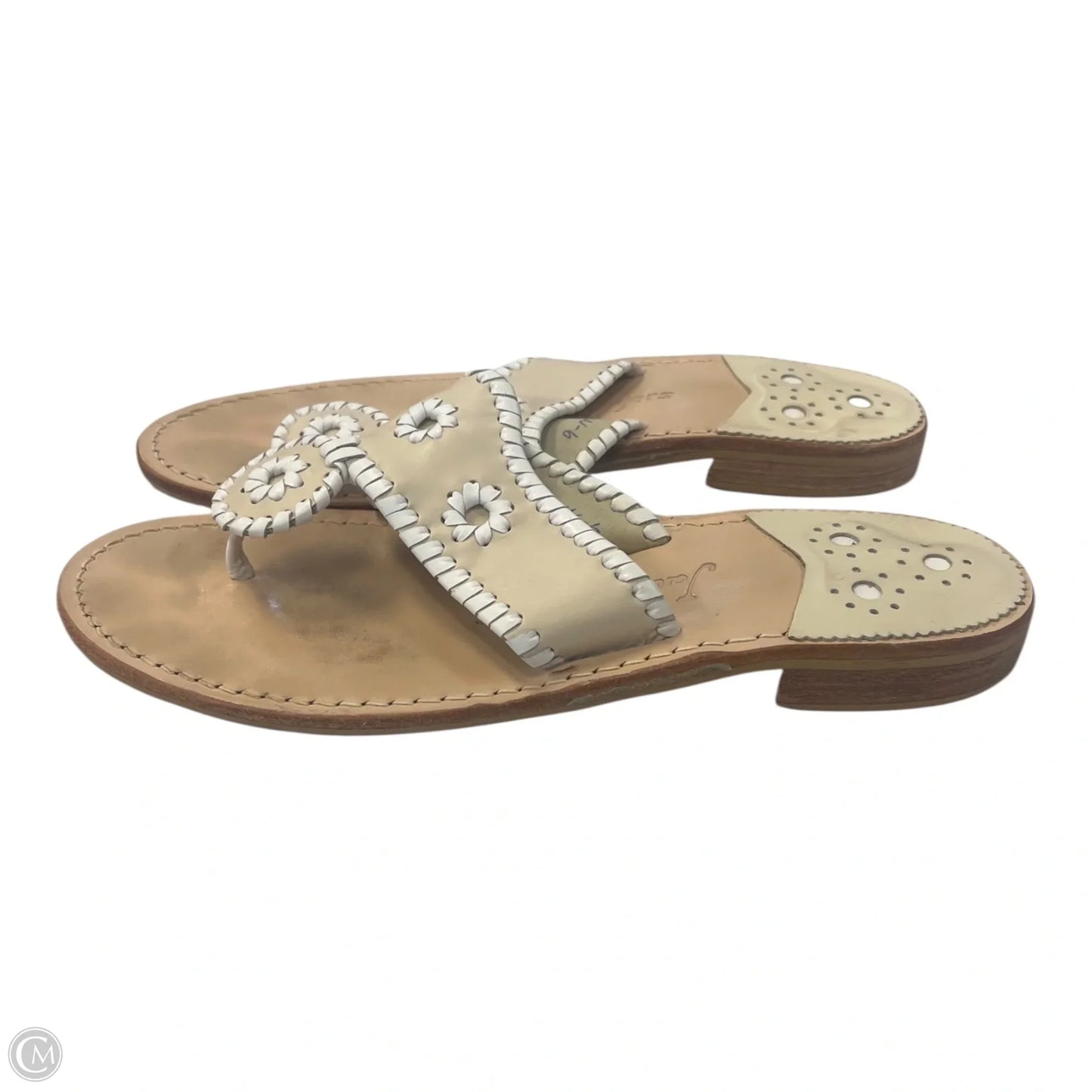 Sandals Flip Flops By Jack Rogers In Tan & White, Size: 9