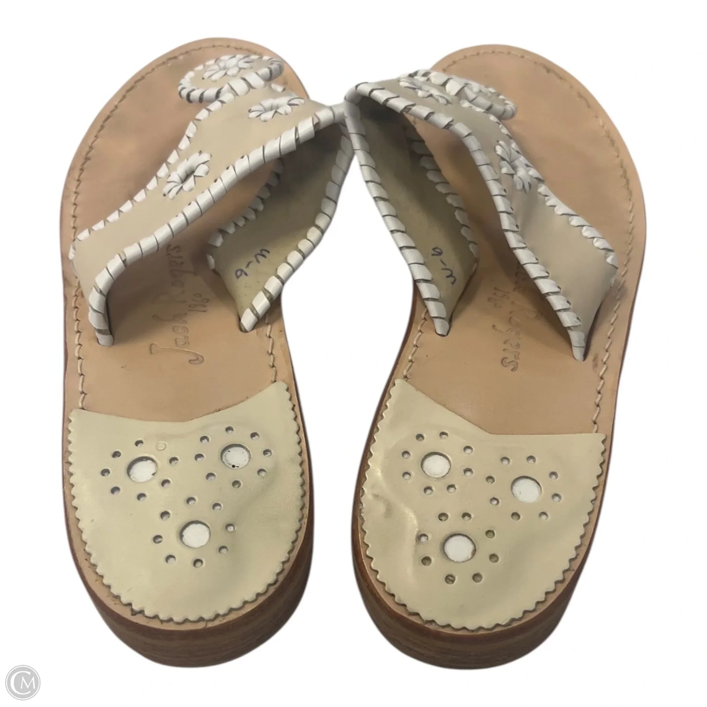 Sandals Flip Flops By Jack Rogers In Tan & White, Size: 9