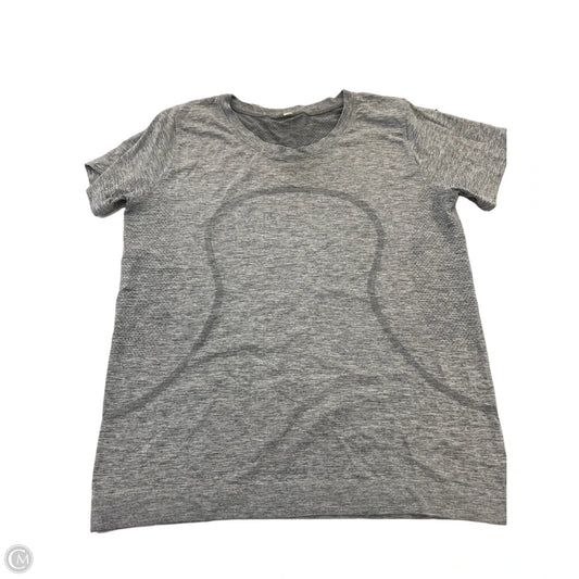 Athletic Top Short Sleeve By Lululemon In Grey, Size: L