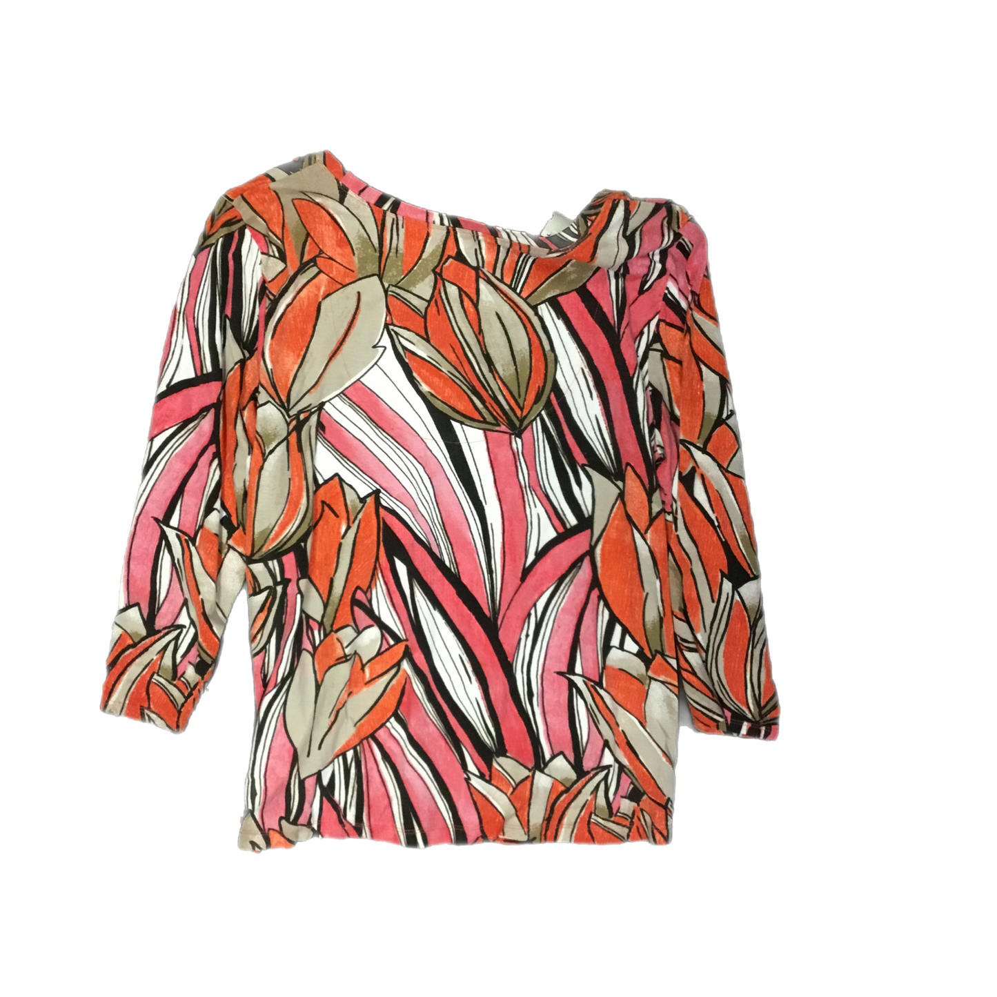 Top 3/4 Sleeve By Chicos In Floral Print, Size: 2