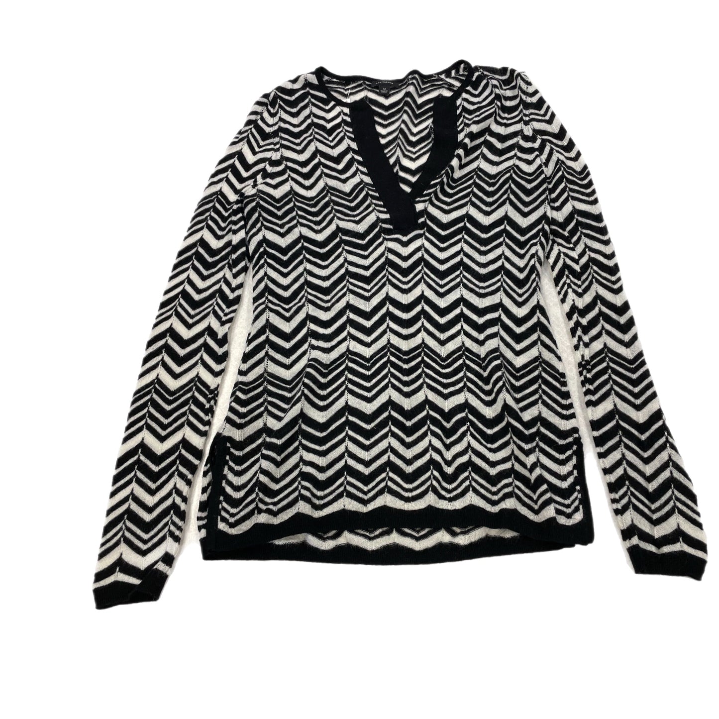 Top Long Sleeve By Ann Taylor In Black & White, Size: M