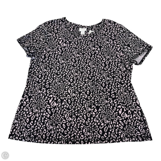 Top Short Sleeve By Chicos In Black & Pink, Size: 1 (Medium)