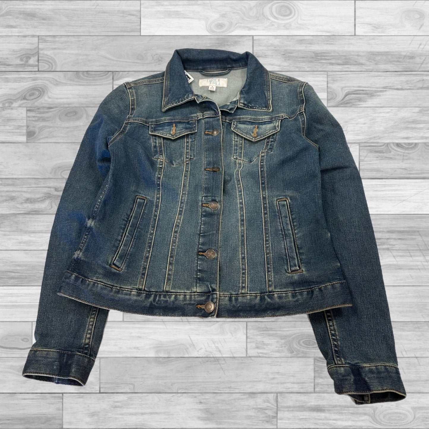 Jacket Denim By Time And Tru In Blue, Size: S