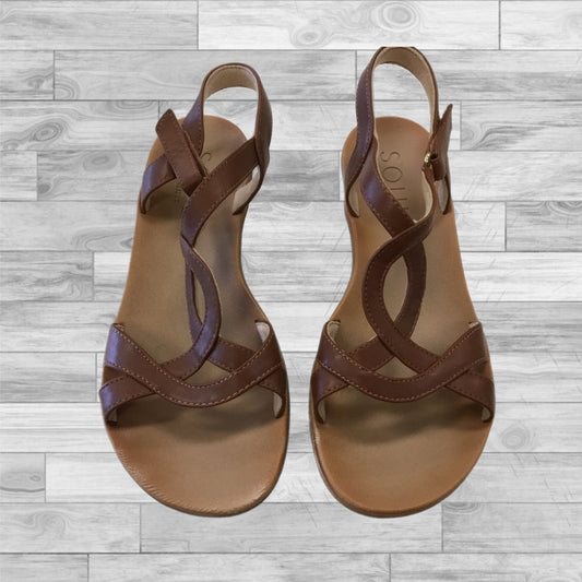 Sandals Heels Wedge By Natural Soul In Brown, Size: 8