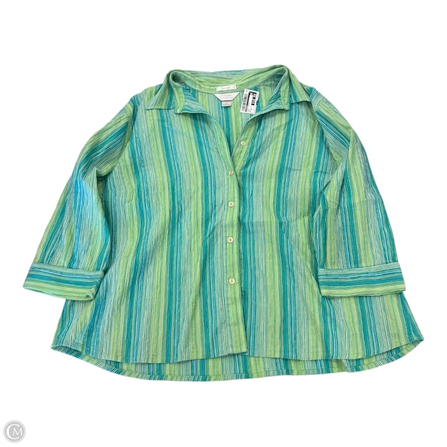Top 3/4 Sleeve By Cj Banks In Green, Size: 2x