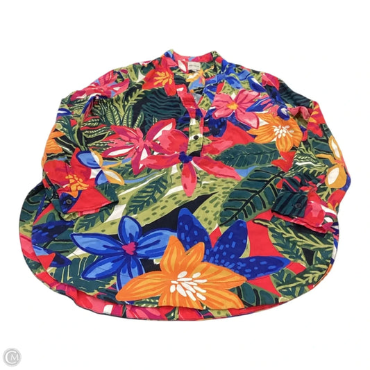 Top Long Sleeve By Nic + Zoe In Tropical Print, Size: Xs