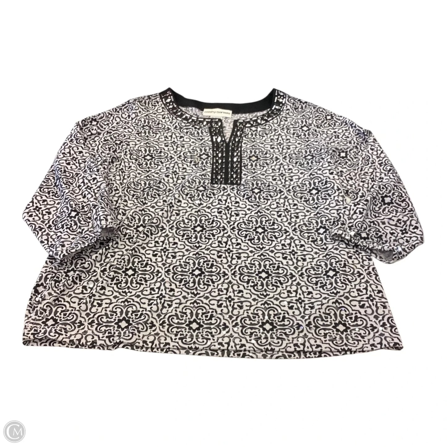 Top Long Sleeve By Cathy Daniels In Black & White, Size: L