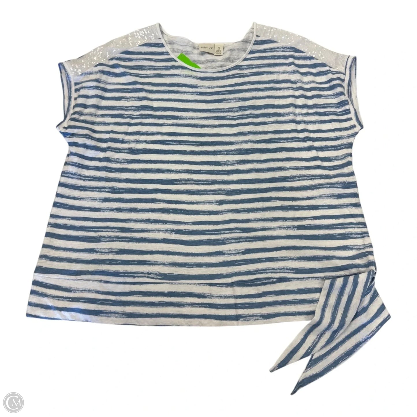 Top 2pc Short Sleeve By Chicos In Striped Pattern, Size: 2 (Large)