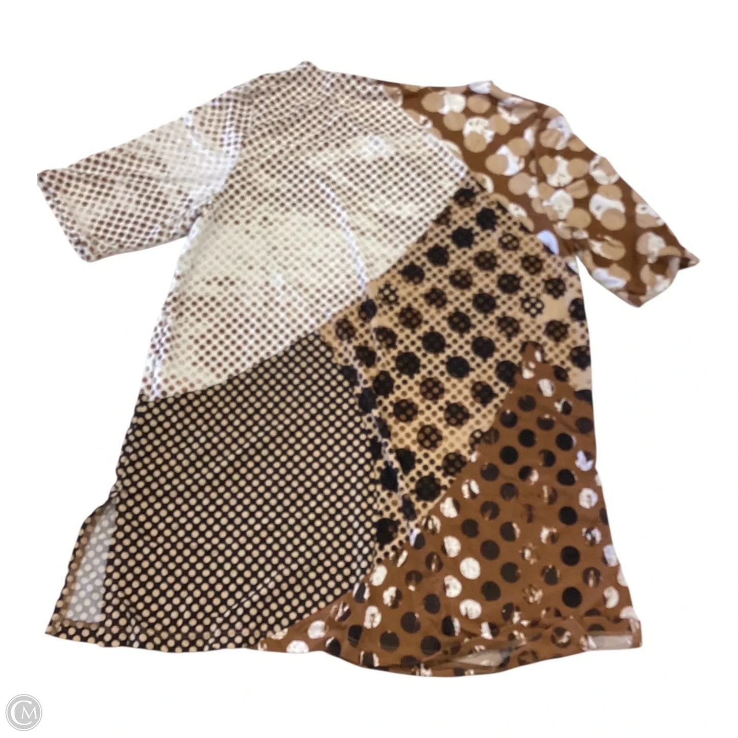 Top Short Sleeve By Chicos In Brown & White, Size: S