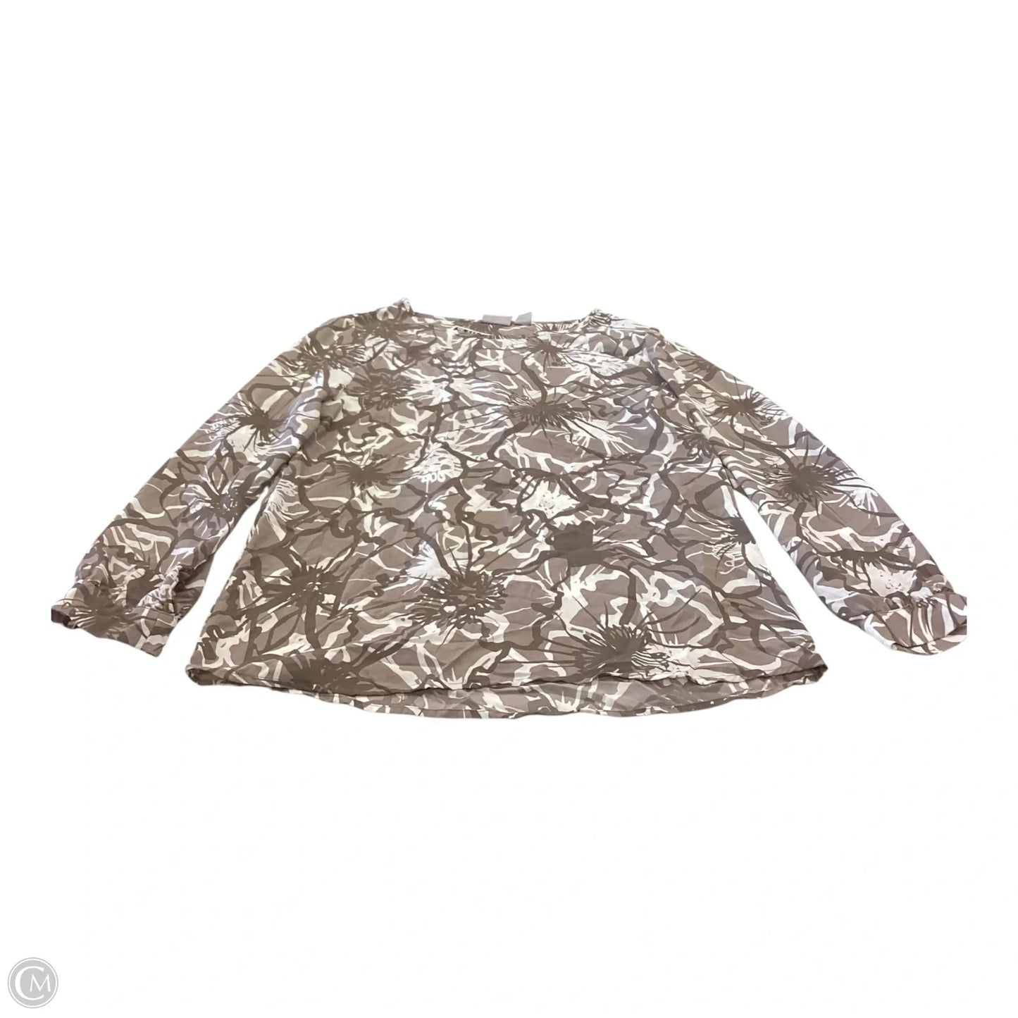 Top Long Sleeve By Chicos In Brown & White, Size: S