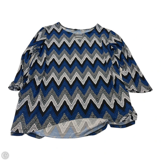 Top 3/4 Sleeve By Sami & Jo In Black & Blue, Size: L
