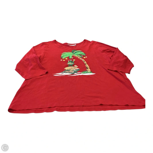 Top Long Sleeve By Cmc In Red, Size: 1x