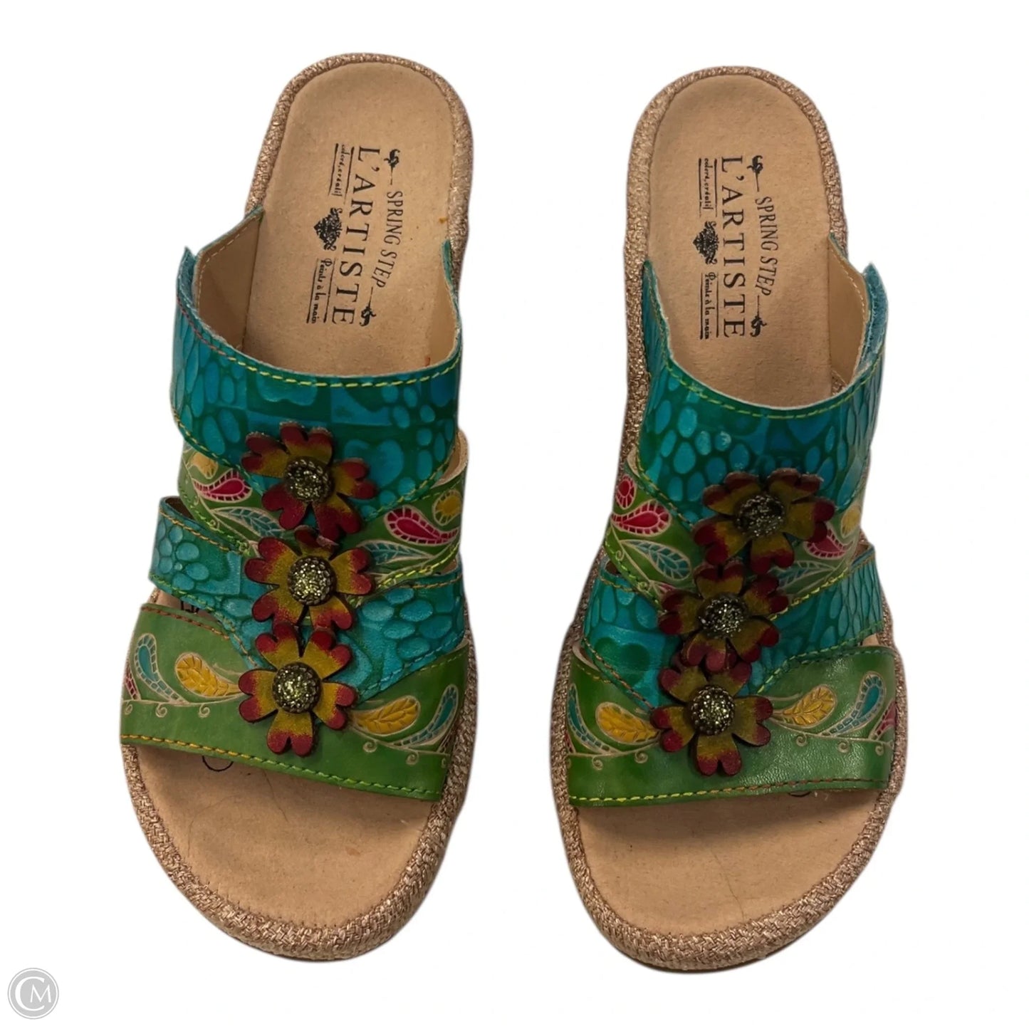 Sandals Heels Block By L Agence In Green, Size: 7.5