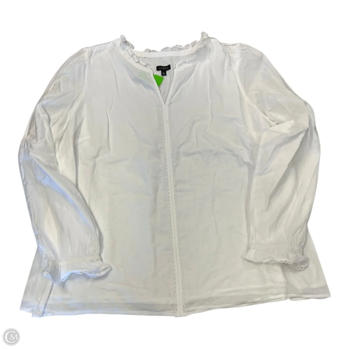 Top Long Sleeve By Talbots In White, Size: Xl