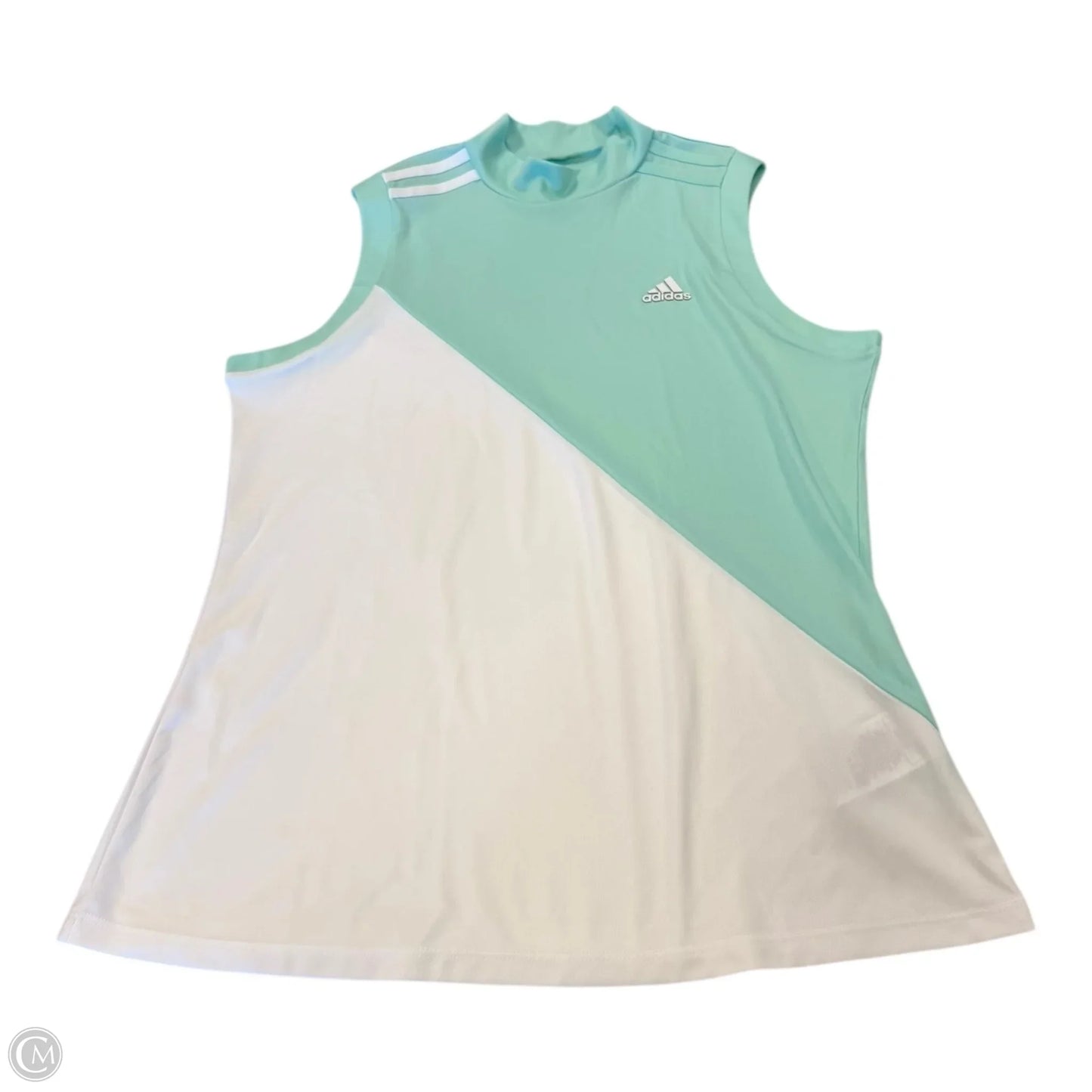 Top Sleeveless By Adidas In Green & White, Size: M