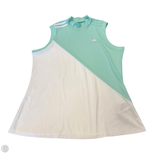 Top Sleeveless By Adidas In Green & White, Size: M