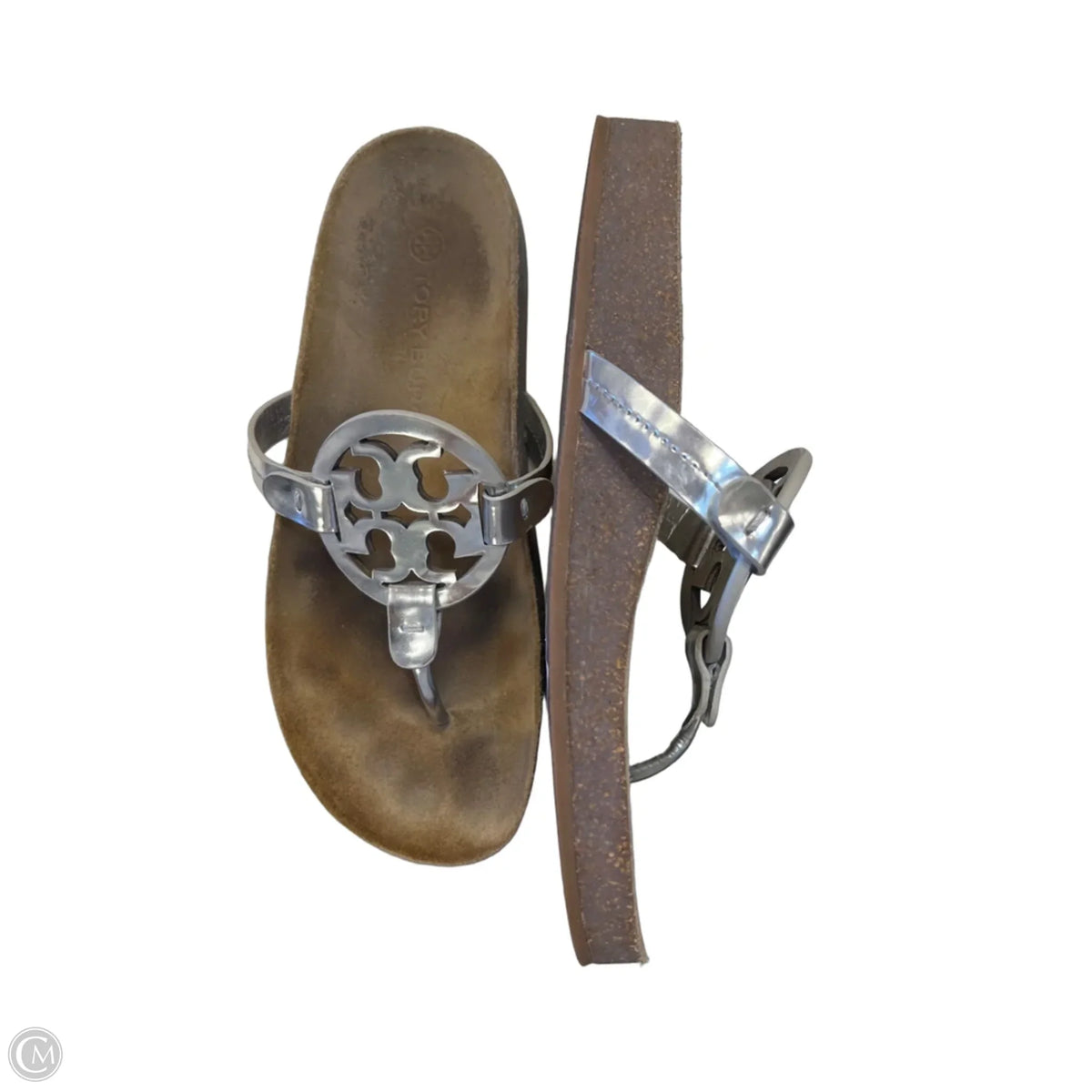 Sandals Designer By Tory Burch In Silver, Size: 8