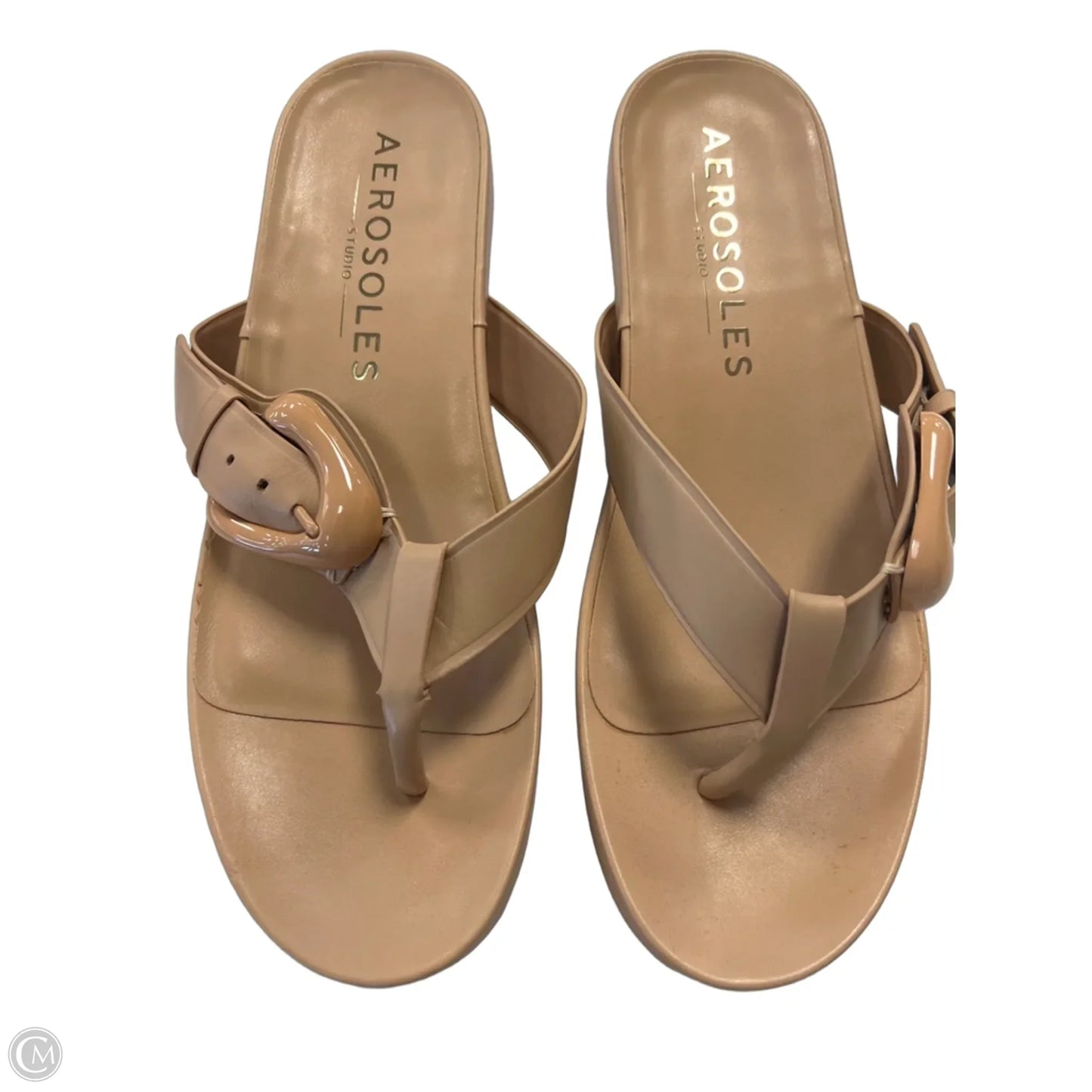 Sandals Heels Block By Aerosoles In Tan, Size: 9.5