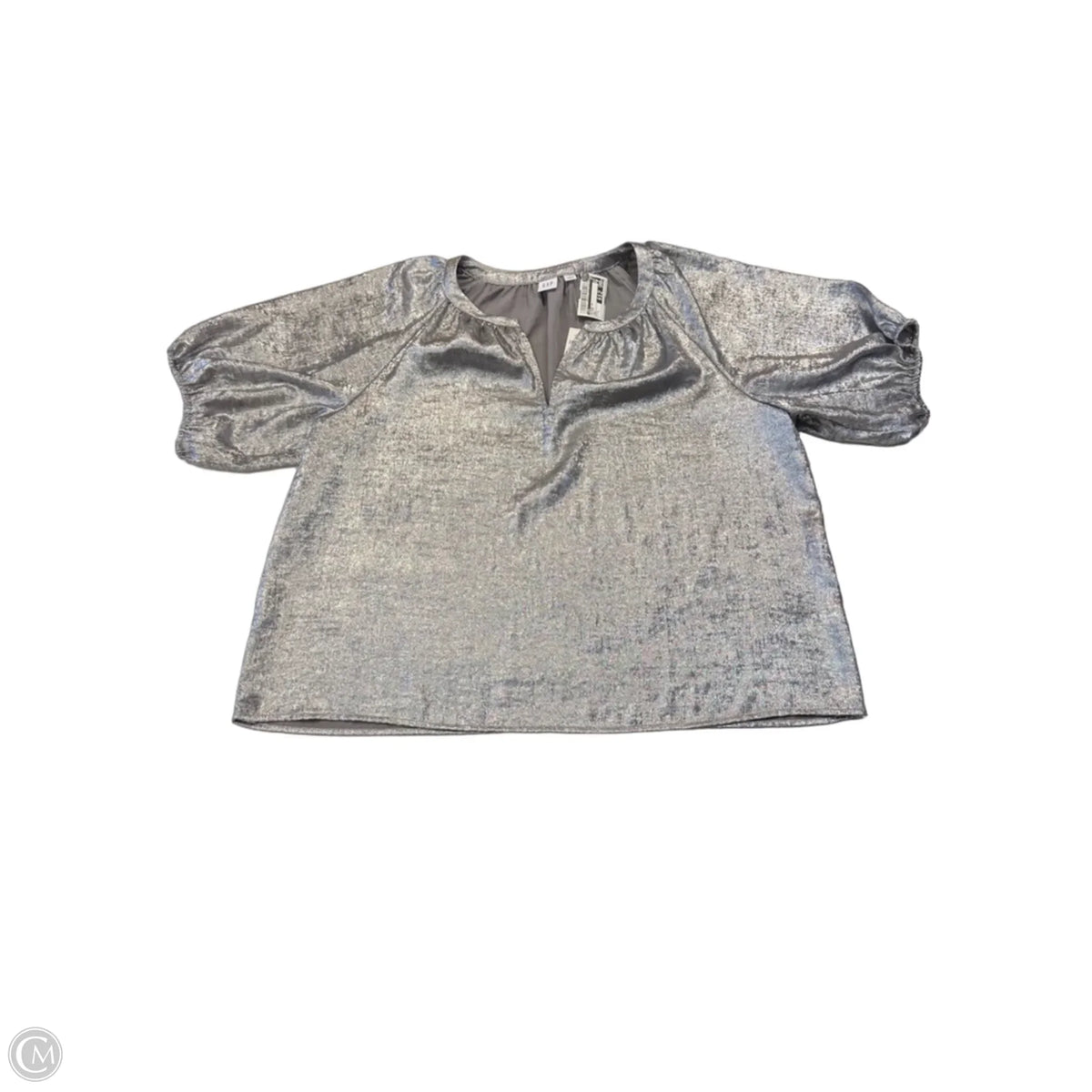 Blouse Short Sleeve By Gap In Silver, Size: L