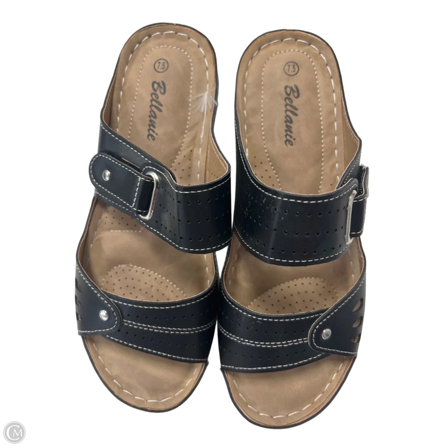 Sandals Flats By Clothes Mentor In Black, Size: 7.5