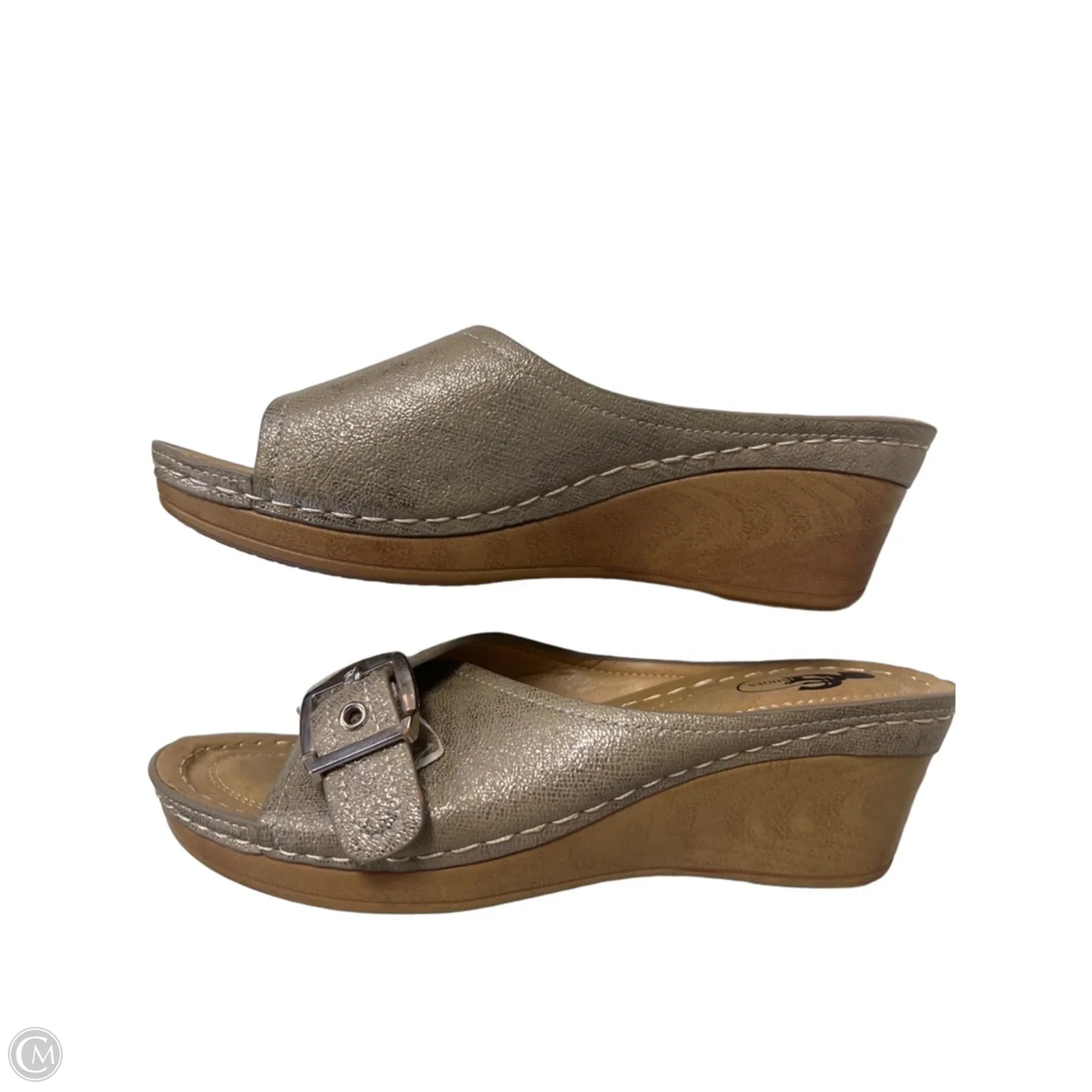 Sandals Heels Wedge By Clothes Mentor In Snakeskin Print, Size: 8.5