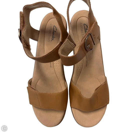 Sandals Heels Block By Clarks In Tan, Size: 9.5