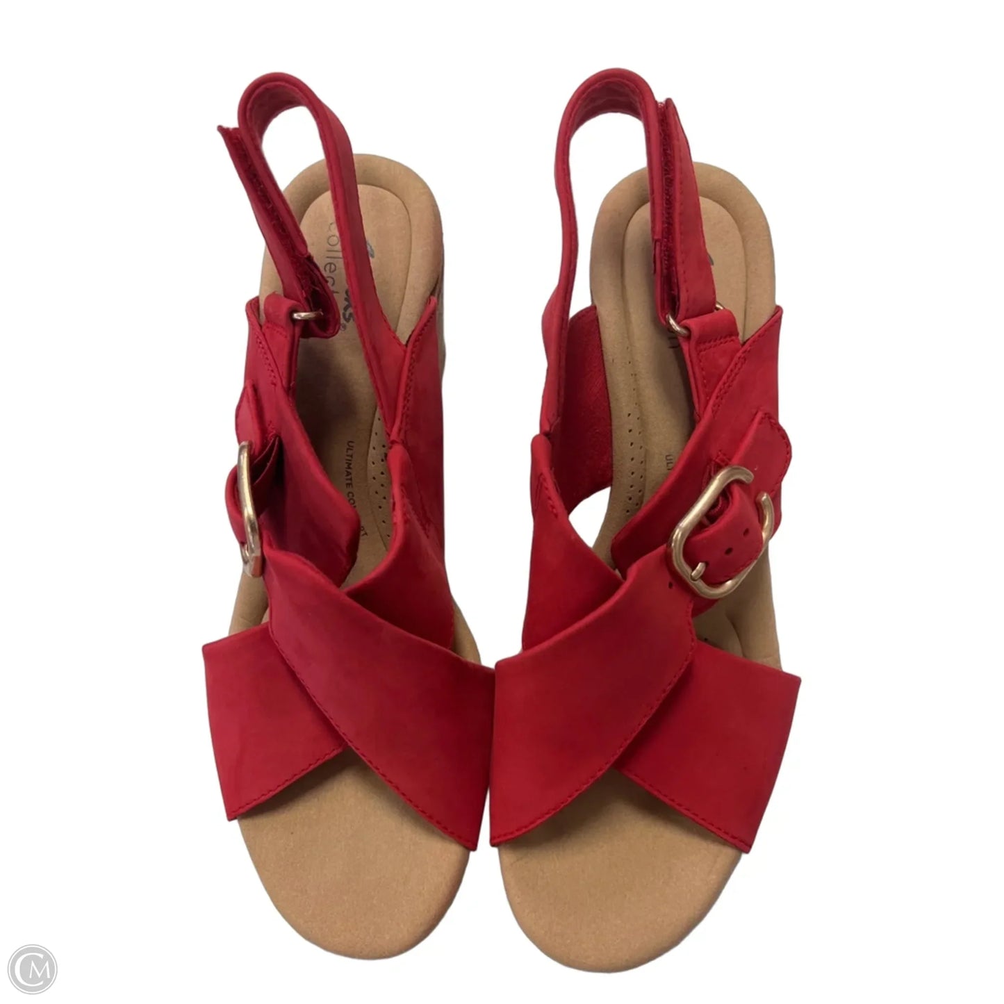 Sandals Heels Wedge By Clarks In Red, Size: 10