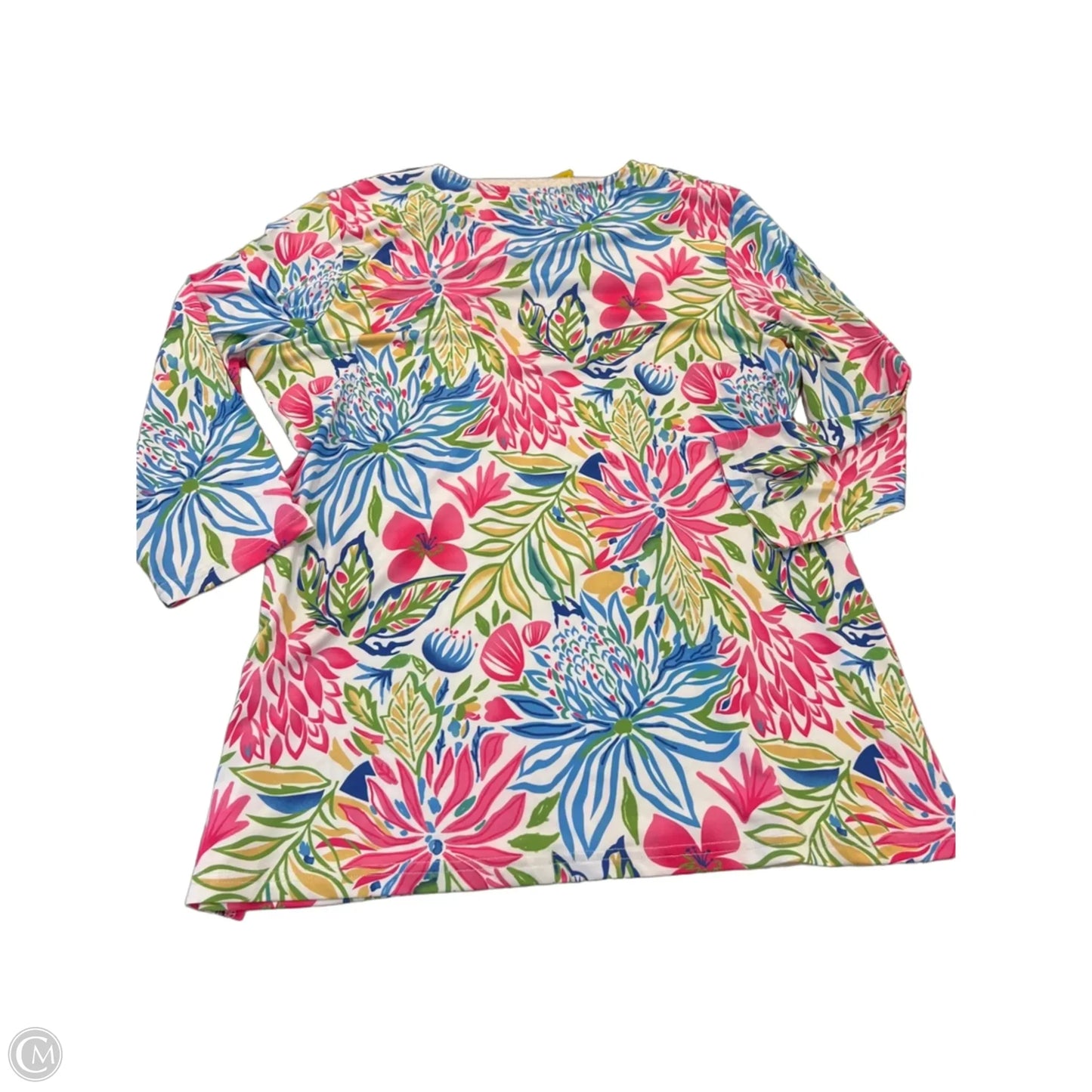 Top 3/4 Sleeve By Clothes Mentor In Tropical Print, Size: L