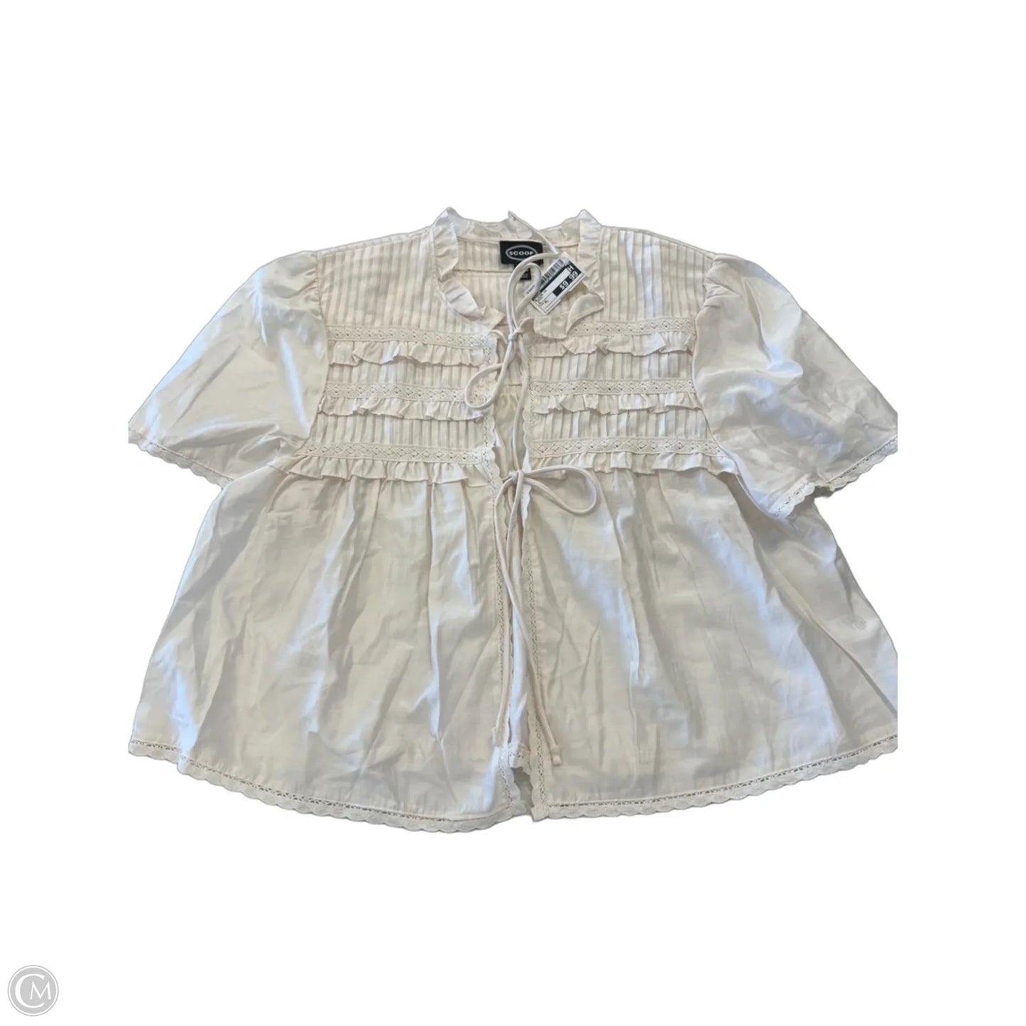 Blouse Short Sleeve By Scoop In Cream, Size: Xl