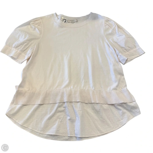 Top Short Sleeve By Loft In Cream, Size: Xl