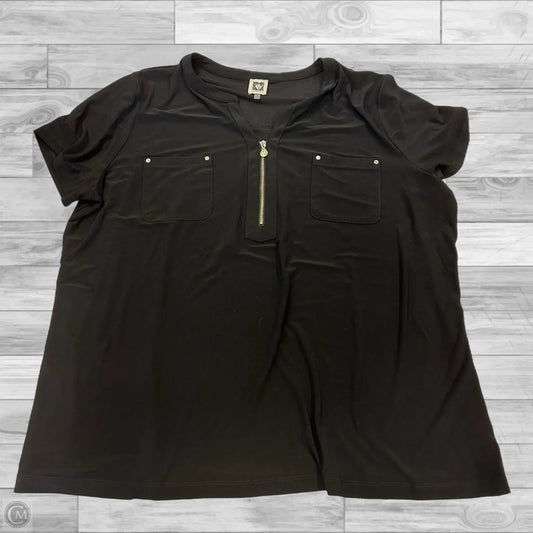 Top Short Sleeve By Anne Klein In Black, Size: Xxl